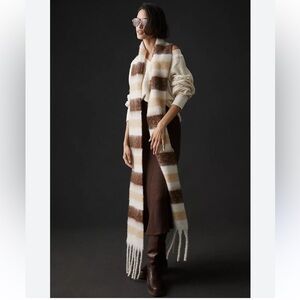 Maeve By Anthropologie Cozy Fringe Scarf Brown Motif